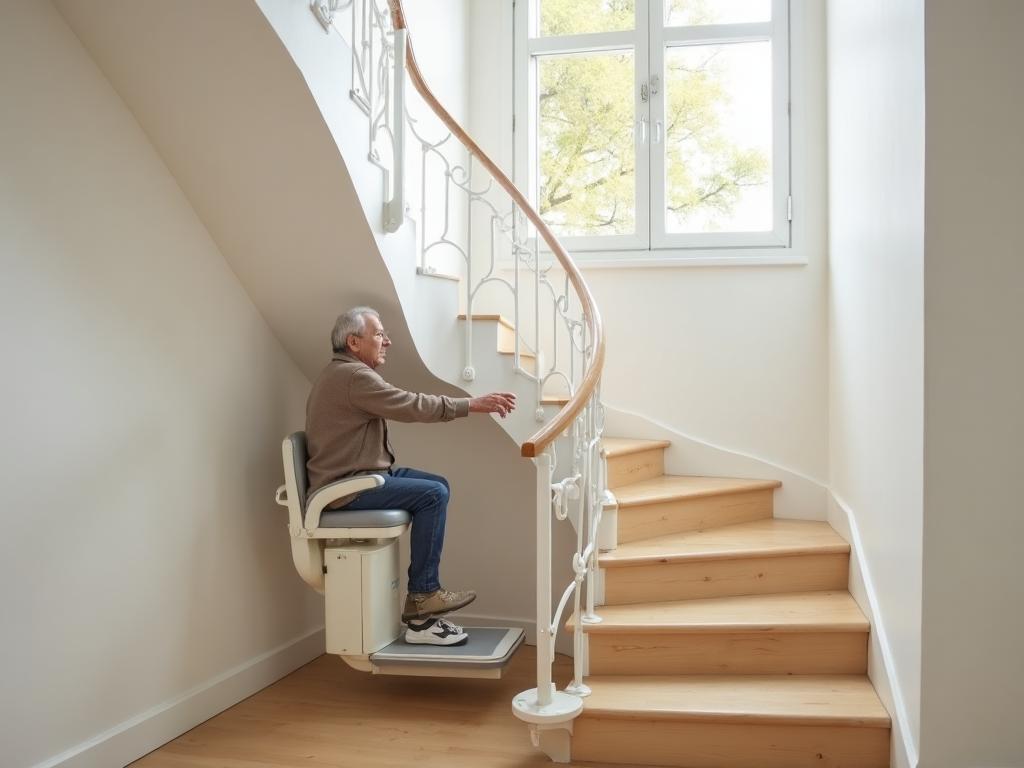 Monte-escalier moderne et sécurisé installé dans une maison - Financement MaPrimeAdapt' jusqu'à 22 000 €